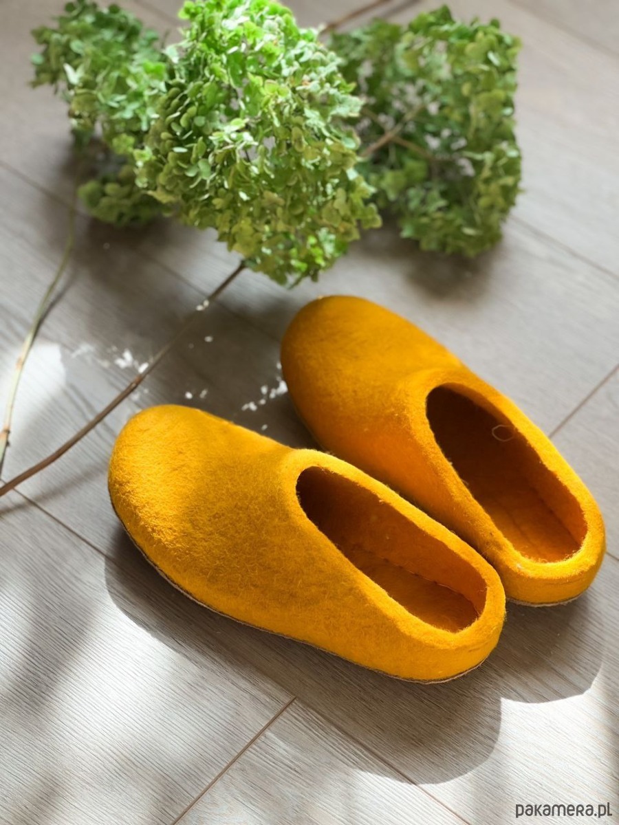 Мужские тёмные войлочные тапочки