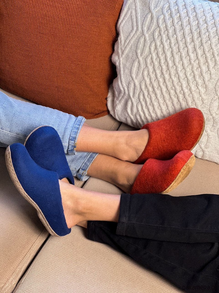 Мужские серые войлочные тапочки